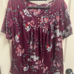 T Shirt Women O Neck Pleated Casual Fit Flare Tunic Blouse Swing Top